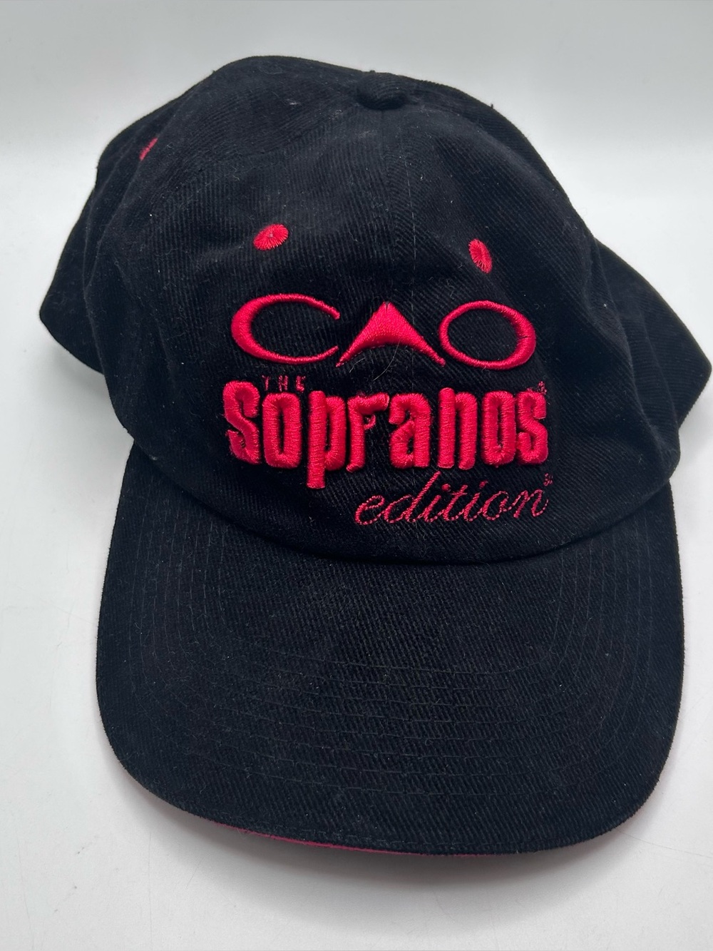 Vintage The Sopranos HBO Strapback Dad Cap Hat Black Red Embroidered